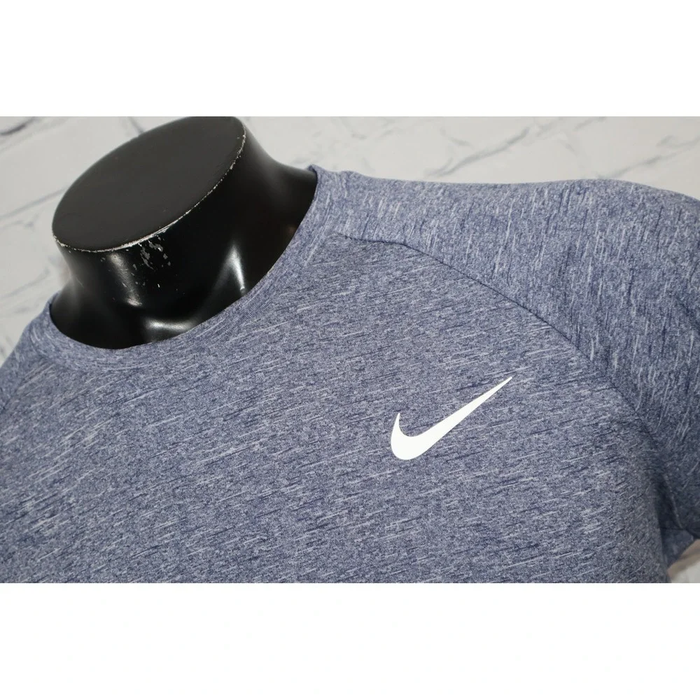 Nike Swim Rash Guard Mens Large Blue Long Sleeve Dri-FIT UPF 40+ Heathered